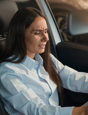 Sad upset stressed unhappy Caucasian female driver inside car in automobile woman girl lady stress anxiety worried depression despair problem trouble health failure relationship break up traffic jam. microsleep concept